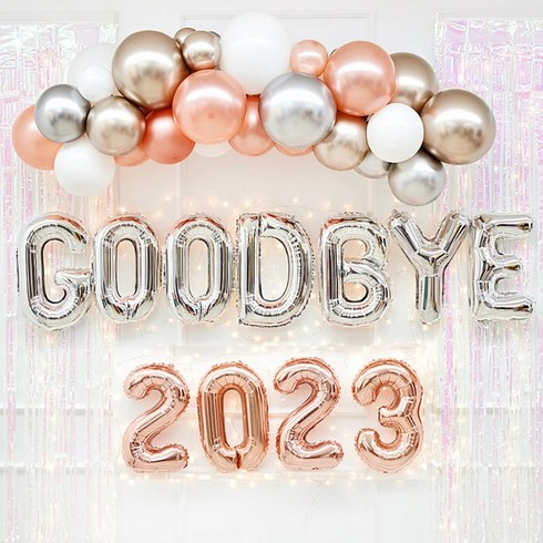 2023년 가성비 최고 연말파티룸 - 굿바이 2023 연말파티 풍선 세트, GOOD BYE 로즈골드, 2023 [중] 실버