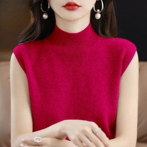 2023년 가성비 최고 마코골프 - 여름 새로운 도착 여자 골프 의류 여자 골프 탑 패셔너블 카디건 하프 터틀넥 조끼 슬링 여자 새 도착 내부 민소매 티셔츠 풀오버 니트베이스 셔츠