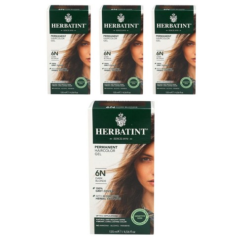 허버틴트 퍼머넌트 허벌 염색약 글루텐 프리 비건 135ml, Dark Blonde, 4개