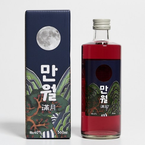 만월 40도 360ml 복분자 소주 증류주(케이스포함), 1개