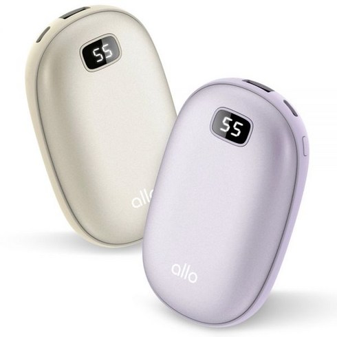 2023년 가성비 최고 알로코리아손난로 - 알로코리아 충전식 휴대용 손난로 전기 전자 핫팩 보조배터리 겸용 8000mAh WM800 alloWM800 244702, [1+1] 퍼플+퍼플