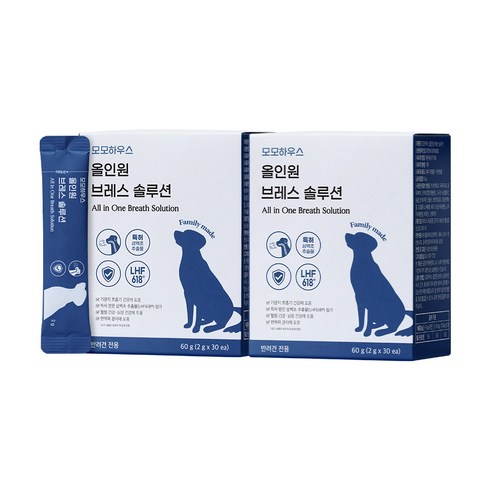 2023년 가성비 최고 강아지기관지영양제 - 모모하우스 올인원 브레스 솔루션 호흡기 기관지 강아지 영양제, 2박스