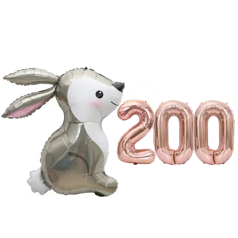 파파 파티 토끼 풍선 생일 파티 숫자 풍선 세트, 토끼 200, 1세트