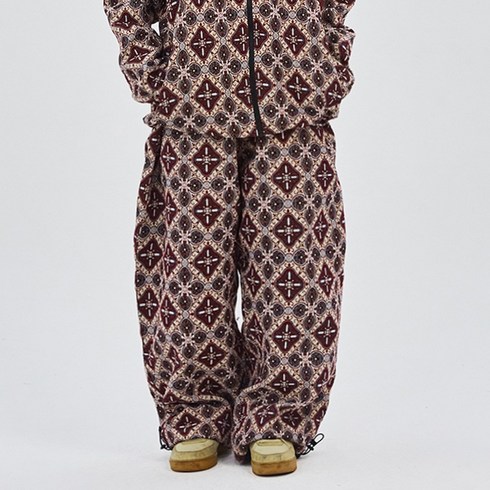 비에스래빗 2324 BSRABBIT ETHNIC WIDE TRACK PANTS BEIGE BURGUNDY 스노우 보드복 팬츠