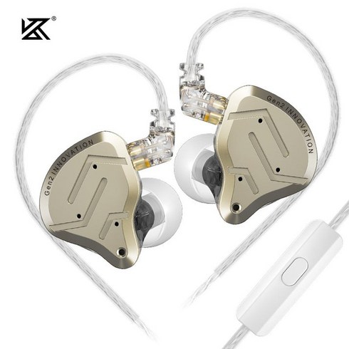 KZ ZSN PRO 2 1BA+1DD 하이브리드 드라이버 IEM 뛰어난 주파수 응답 & 새로운 크로스오버 디자인, Gold, With Mic