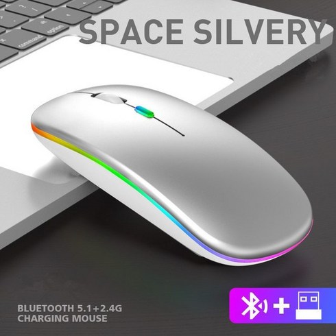 태블릿PC 블루투스 디스플레이 배터리 무선 마우스 충전 발광 2.4G 무선 마우스, 색깔32, 하나