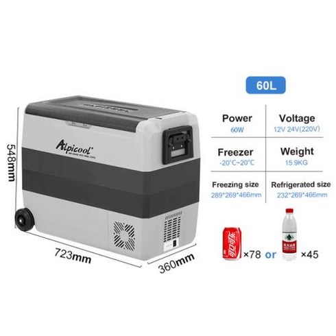 알피쿨t50 - 차량용냉장고 냉장고 미니 캠핑 Alpicool 휴대용 자동차 T 36L 50L 60L 앱 제어 110V 220V 12V 24V 냉동고 홈 차량, 3) 60L