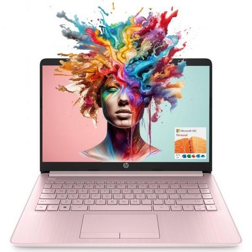 HP Essential 노트북 14인치 HD 디스플레이 Intel Celeron N4120 16GB RAM 64GB eMMC Webcam HDMI Wi-Fi RJ-45 1년 사, Pink