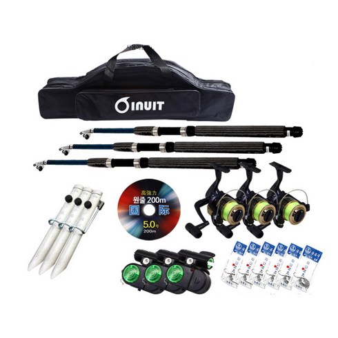 2024년 가성비 최고 낚시대 - 이누잇 풀세트 릴대3+릴3 릴대팩 어신벨 원투낚시세트, 스카이블루 원투가방 90cm