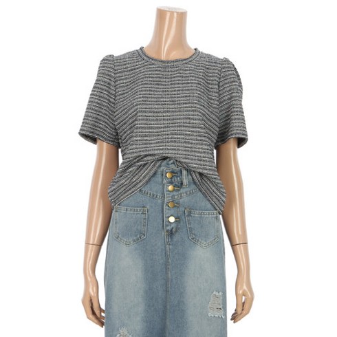 [AK PLAZA] [르샵] 라운드넥 숄더 퍼프 티셔츠 (BO4TS010A)