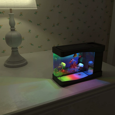 고양이 물멍 LED 소형 캣플릭스 인테리어 수족관 움직이는 사냥놀이 냥플릭스 가정용 장난감 조명 냥멍, D 건전지타입 물고기+해파리