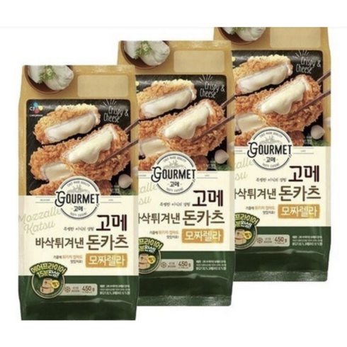 치즈돈까스 - [CJ제일제당] (CJ 제일제당)고메바삭튀겨낸모짜렐라돈카츠450gX3, 450g, 3개