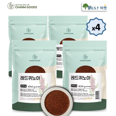 아이보리퀴노아 - JST마켓 퀴노아 레드퀴노아 1.5kg 지퍼팩 슈퍼푸드, 500g, 4개