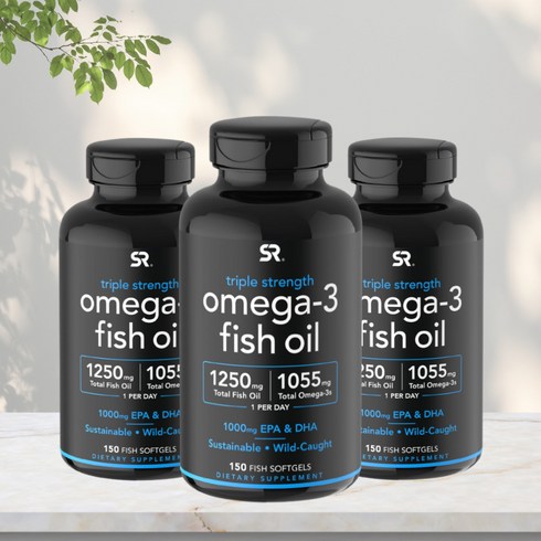 SR Sports Research Triple Strength rTG Omega3 Fish Oil 스포츠리서치 트리플 스트렝스 알티지오메가3 1250mg 피쉬오일 150 오메가-3, 3개, 150정