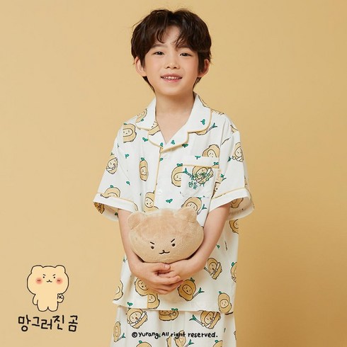 스파오키즈반팔파자마 - 스파오키즈 망그러진곰 반팔 파자마 SPPPE24KU7IVORY_SPPPE37KU7