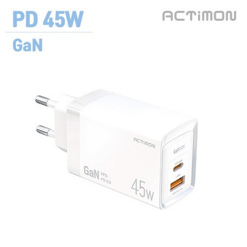 2023년 가성비 최고 actimon - 엑티몬 가정용 GaN 지원 PD 45W 초고속 충전기 (C+USB) MON-PD45W-HC7, 미포함
