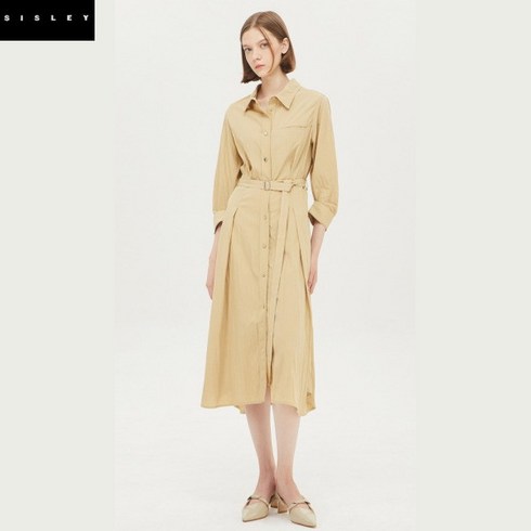 시슬리 슬릿 벨티드 셔츠 원피스_SAOP08141