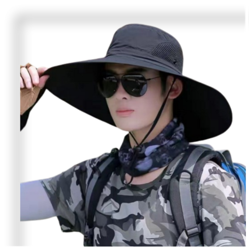 [디어제이] 시원한 메쉬 사파리 모자 생활 방수 작업 모자 DJ-K7, 블랙