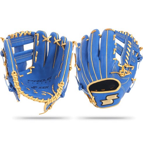 SSK 사사키 PRO G SERIES 내야 야구글러브 11.5인치 변형십자웹 블루/골드 BL06-B, 우투(왼손착용), 1개