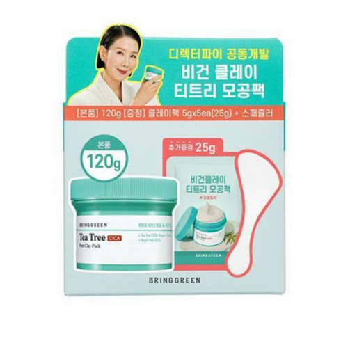 브링그린 티트리시카포어클레이팩 120g+클레이팩5매+스패츌러, 1개, 120g