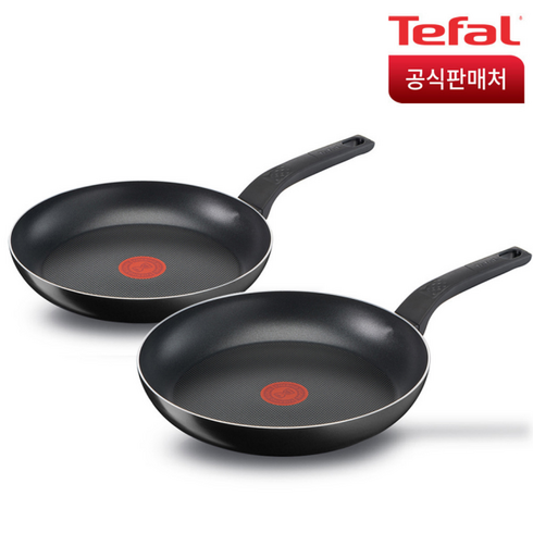 테팔 심플리클린 프라이팬 세트 2개, 블랙+레드, 프라이팬 26cm + 프라이팬 28cm