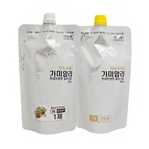 가미암라 트리트먼트 칼라크림300g 새치염색약 염색약, 03. 가미암라 칼라크림 - 5N 자연갈색, 1개