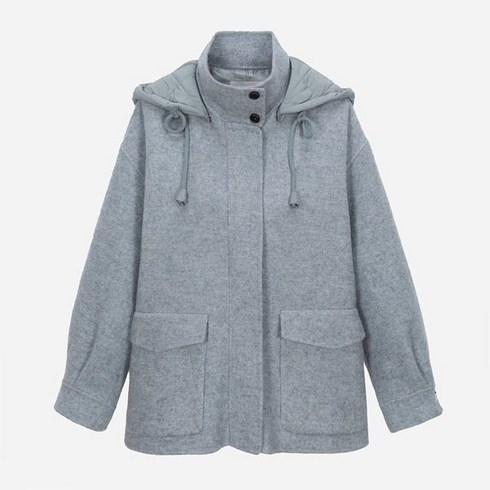 써스데이아일랜드 배색후드 핸드메이드 코트 (T238MCT243W)