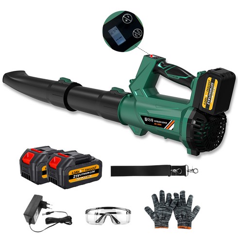돌아라 무선 송풍기 충전식 제설 낙엽 대포 브로워 그린 배터리 x 2개, 1개