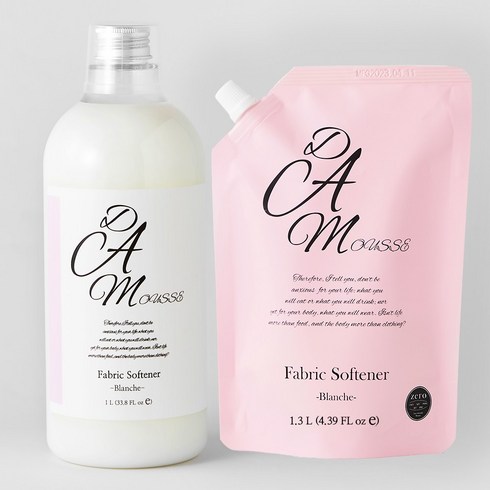 1+1 베베무스 다무스 섬유유연제 블란쉬향 1000ml+1300ml 용기형+리필형 구성, 1개, 2300ml