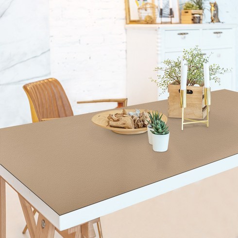어나더 양면 가죽 방수 사각 식탁보 매트, 60 x 120 cm, 코코아 + 그레이