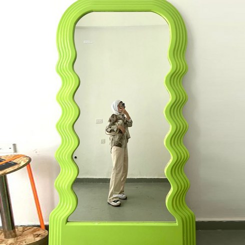 물결 전신거울 특이한 거울 세우는 구스타프웨스트맨 거실 벽면 신발장, A 80x160cm 그린
