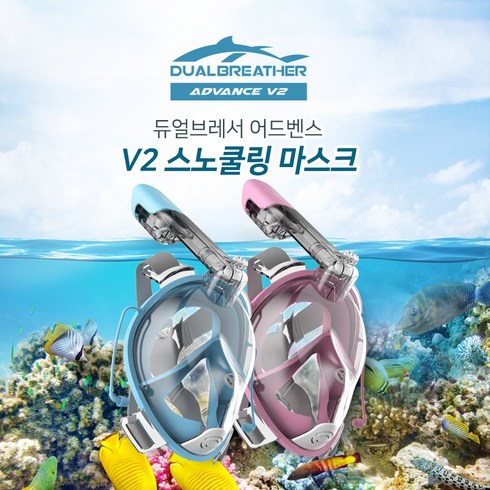 듀얼브레서스노쿨링마스크 - 듀얼브레서 2세대 어드밴스 V2 스노쿨링 마스크, 핑크 S/M (10~12cm)