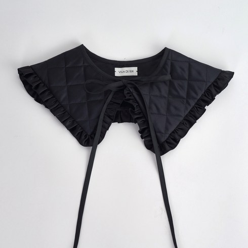 빌라드실크 Quilted 100% silk frill collar 퀼팅 실크 프릴 페이크 카라 케이프