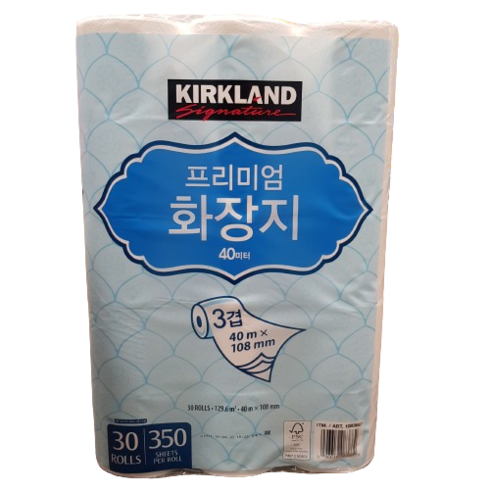 코스트코 커클랜드 시그니춰 프리미엄 화장지 40M X 30롤 3겹 천연펄프, 1개