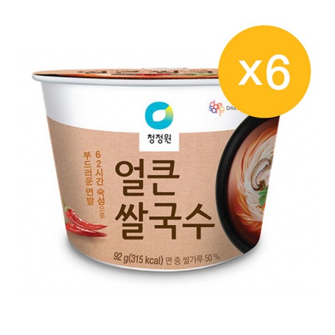 청정원 쌀국수 얼큰맛 92g x6개, 6개