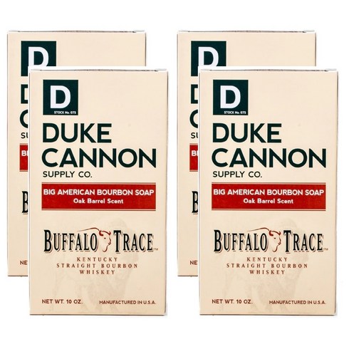 Duke Cannon Big American Bourbon Soap Buffalo Trace 듀크 캐논 빅 아메리칸 버번 위스키 솝 비누 버팔로 트레이스 283g 4팩