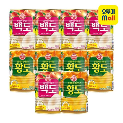 황도/과일 - 오뚜기 황도 5개+백도 5개, 1세트, 400g