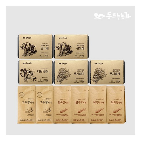 동트는농가 - [동트는 농가] 청국장찌개 160gx4팩+고추장찌개 200g*x2팩+무시래기 150g*2팩+곤드레 150g*2팩+데친곰취 180g*1팩, 1개, 상세 설명 참조