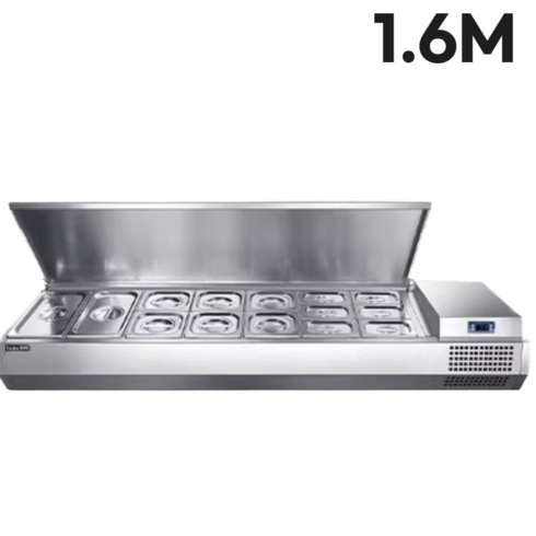 ITEMSTORY 업소용 냉장고 반찬 쇼케이스 테이블 김밥 토핑 900 1200 1500 과일 셀프바 밧드 소스 샐러드 소형 평대, 탁상용1.6M