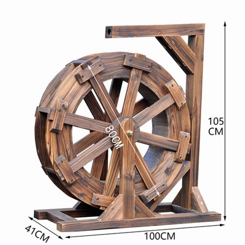 물레방아 - 연못 정원 물레방아 조경 연못분수 꾸미기 인테리어 소품 야외 분수, 휠 지름 80cm