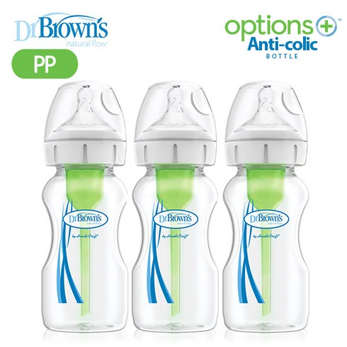 닥터브라운 와이드넥 옵션스 플러스 PP젖병 270ml 3p, 혼합 색상, 3개