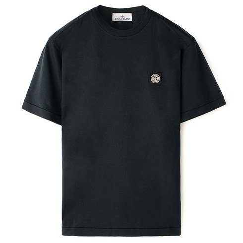 791524113 A0029 - 스톤 아일랜드 [명품]23FW 가슴패치 라운드 반팔티 블랙 791524113 a0029