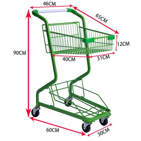핑크 마트 카트 쇼핑 카트 이마트 홈플러스 장보기, 단일사이즈, 그린