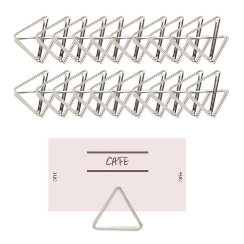 365플레이스 메탈 다용도 삼각메모스탠드 클립노트홀더 20P 세트, 실버