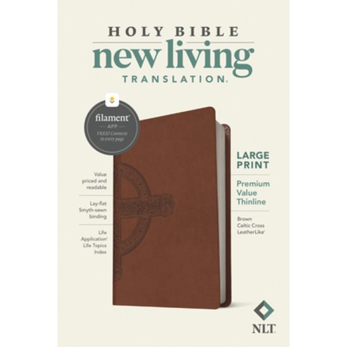 NLT Large Print Premium Value Thinline Bible Filament Enabled Edition (Leatherlike Brown Celtic Cr... Imitation Leather, Tyndale House Publishers, English, 9781496458087