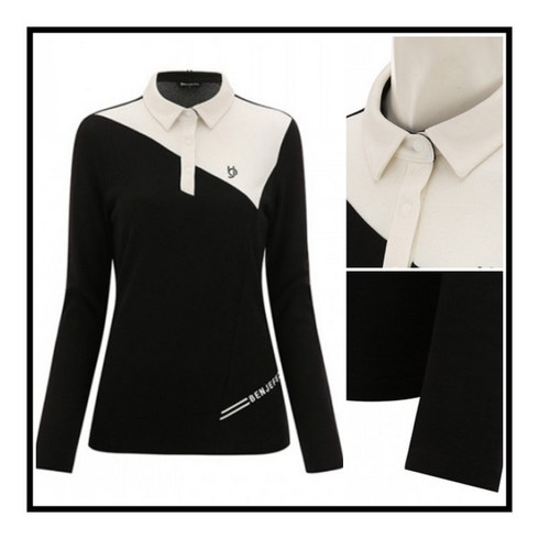 2023년 가성비 최고 벤제프 - 벤제프 벤제프 모다순천 여성 사선 절개배색 카라 티셔츠 BM5QWTS802BK