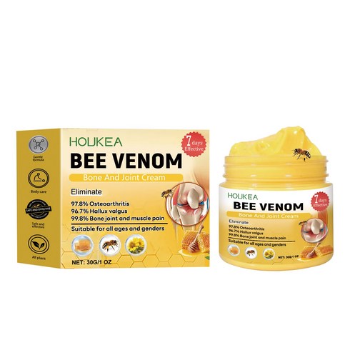 호주수도크림 - Bee Venom 조인트 케어 크림 손목과 무릎에 매일 부드럽게 바르십시오. 마사지 바디 외부 수리 크림, 투명한, 30g, 1개