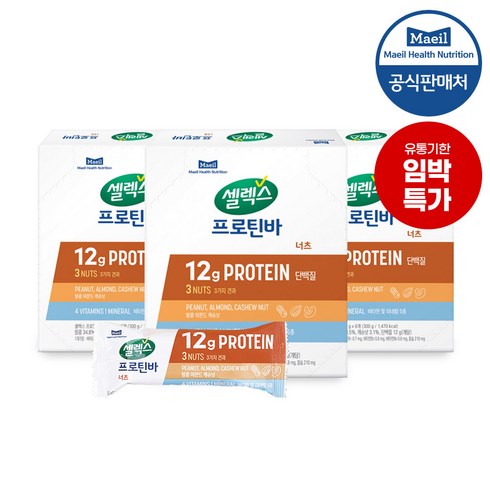 매일유업 셀렉스 프로틴 락토프리 12통  너츠바 2박스 - 셀렉스 프로틴바 너츠 50g x 18입 900g, 18개