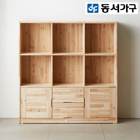 동서가구 라스카 미니 삼나무 원목 1200 3단 수납책장 DF912052-2, 내추럴