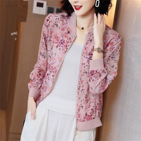 deco 60대여성린닝소재자켓 - besteffie 자켓 여성 여름 자외선차단 바람막이 통기성 패턴 중년여성 아우터 빅사이즈 엄마옷 재킷 C55
